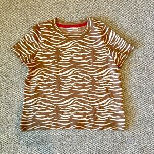 Anthropologie Brown and White Zebra Print Sweater